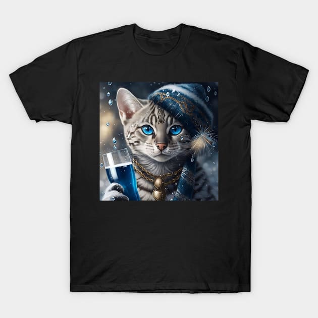 Bengal Cat Winter Wonderland T-Shirt by Enchanted Reverie